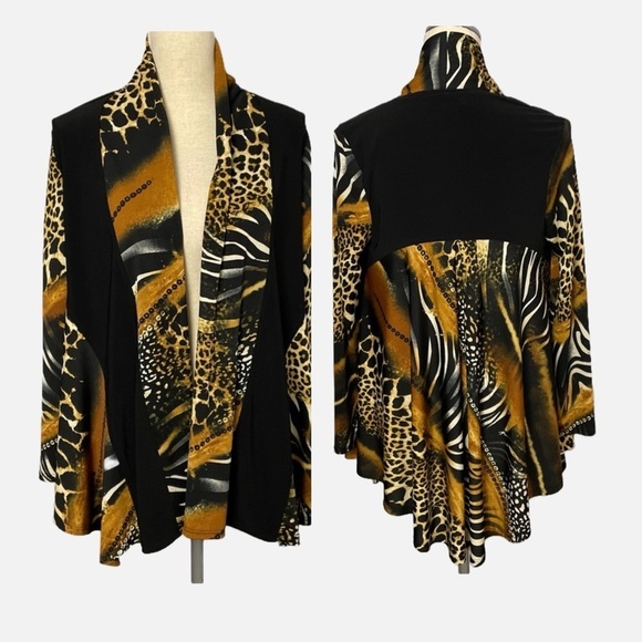 Frank Lyman Design Open Jacket Size 4 Animal Cheetah Multi-Print Lightweight - Picture 1 of 8